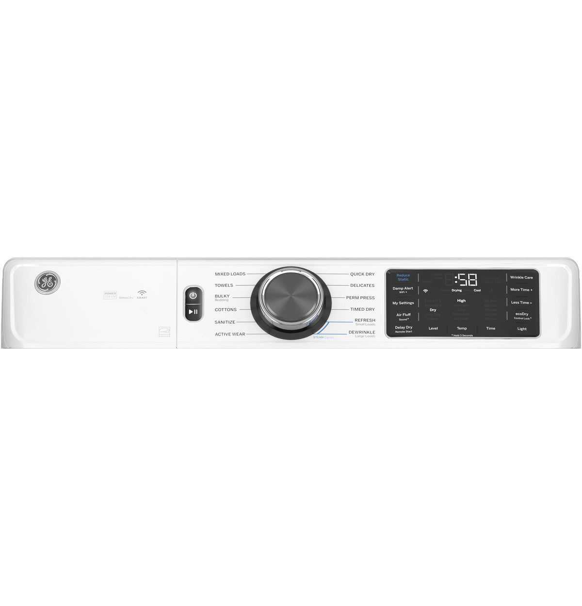 GE 7.8 cu. ft. Capacity Smart Front Load Electric Dryer with Steam and Sanitize Cycle (GFD65ESSVWW)