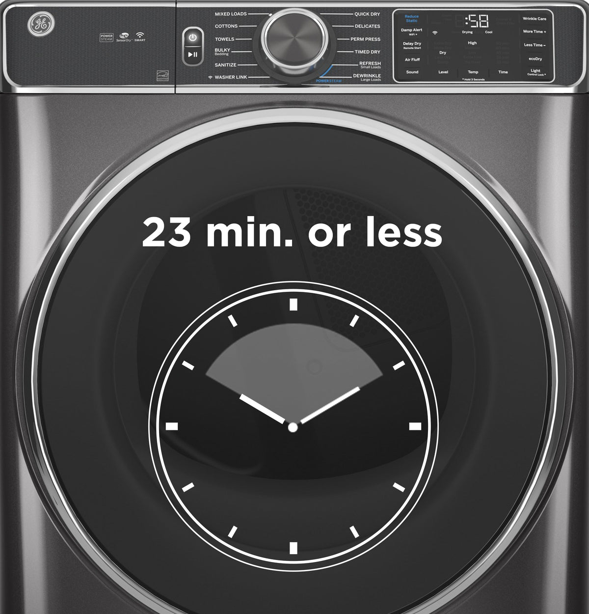 GE 7.8 cu. ft. Capacity Smart Front Load Electric Dryer with Steam and Sanitize Cycle (GFD65ESSVWW)