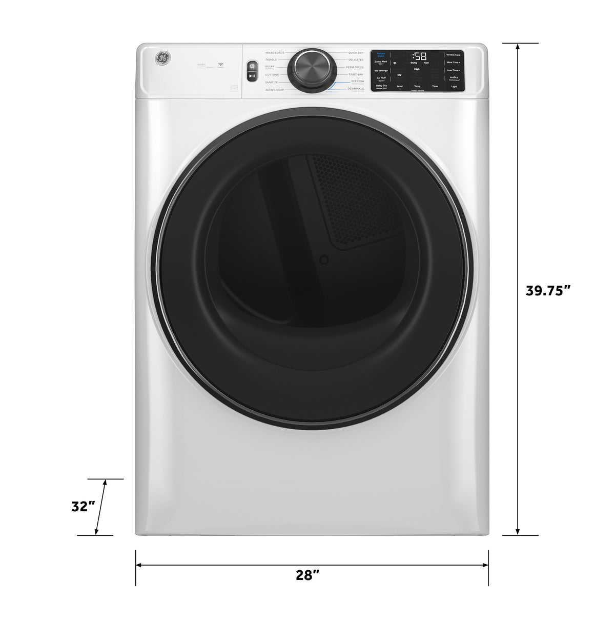 GE 7.8 cu. ft. Capacity Smart Front Load Electric Dryer with Steam and Sanitize Cycle (GFD65ESSVWW)