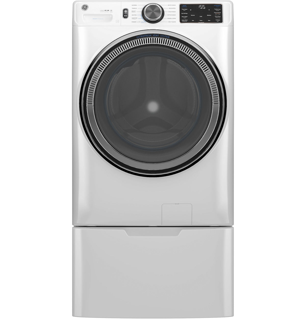 GE 5.0 cu. ft. Capacity Smart Front Load Steam Washer with SmartDispense UltraFresh Vent System with OdorBlock and Steam (GFW655SSVWW)