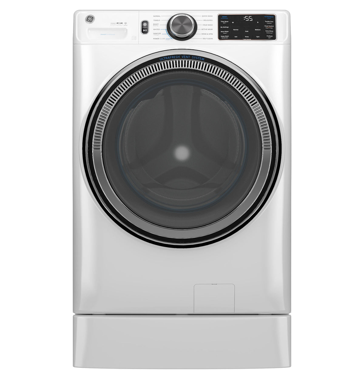 GE 5.0 cu. ft. Capacity Smart Front Load Steam Washer with SmartDispense UltraFresh Vent System with OdorBlock and Steam (GFW655SSVWW)