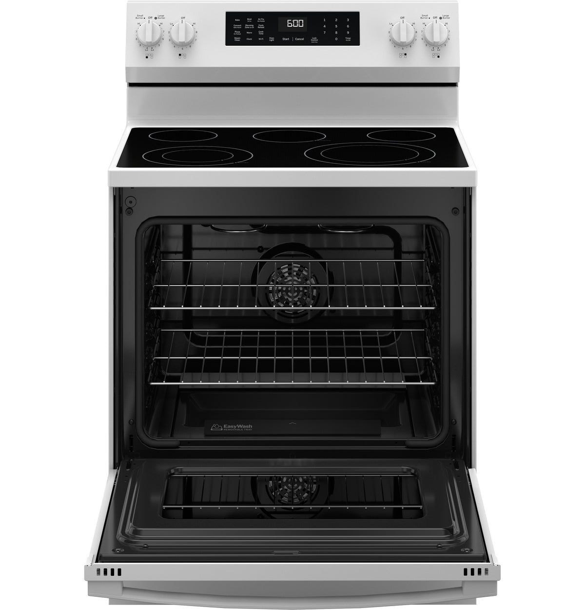 GE 30" Free-Standing Electric Convection Range with No Preheat Air Fry and EasyWash Oven Tray (GRF600AVWW)