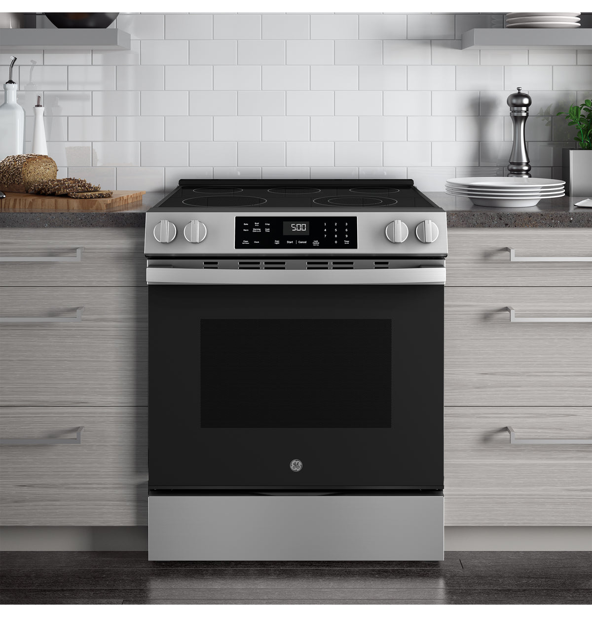 GE 30" Slide-In Electric Range with Crisp Mode (GRS500PVSS)