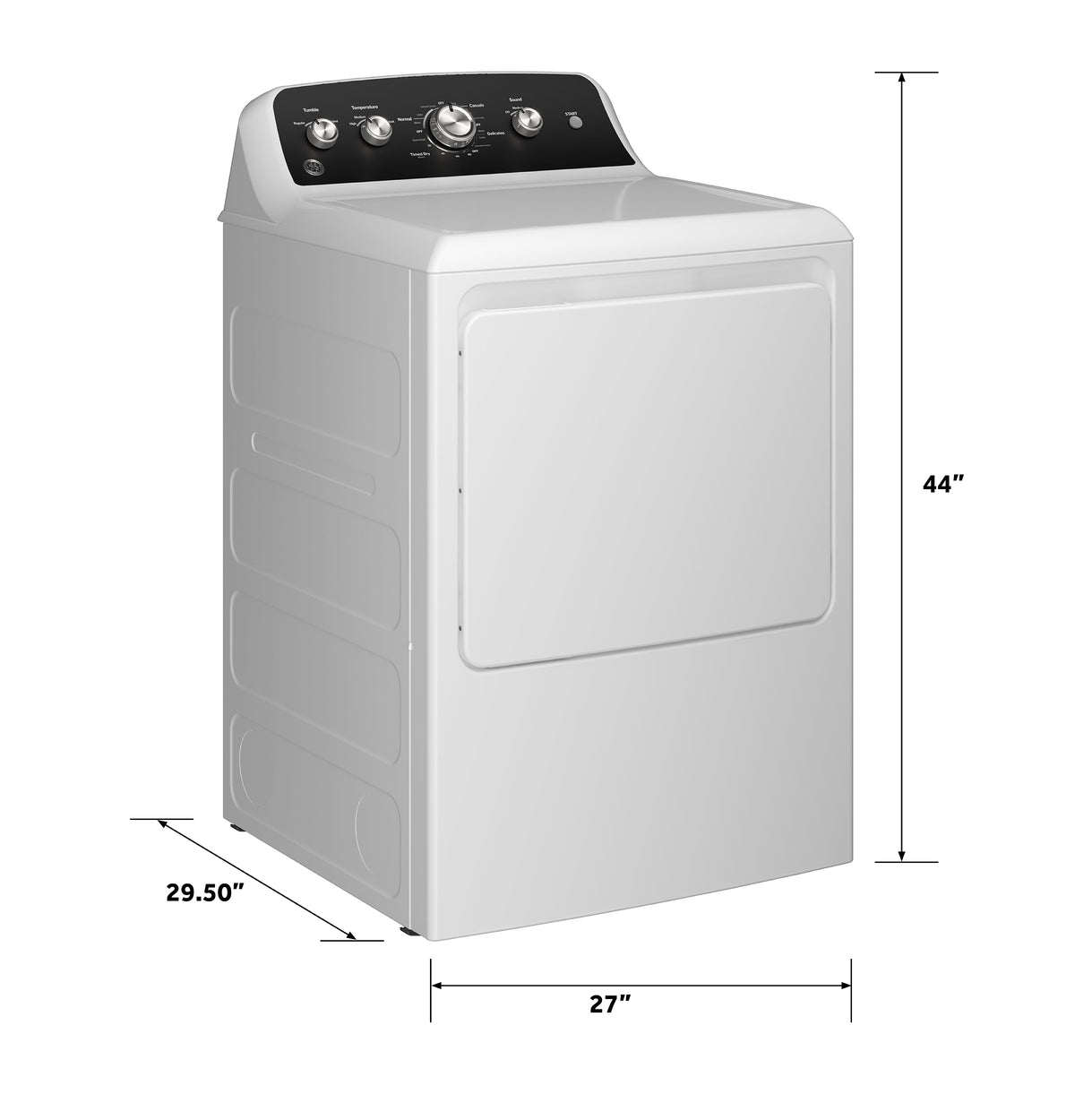 GE 7.2 cu. ft. Capacity Electric Dryer with Up To 120 ft. Venting and Extended Tumble (GTD48EASWWB)