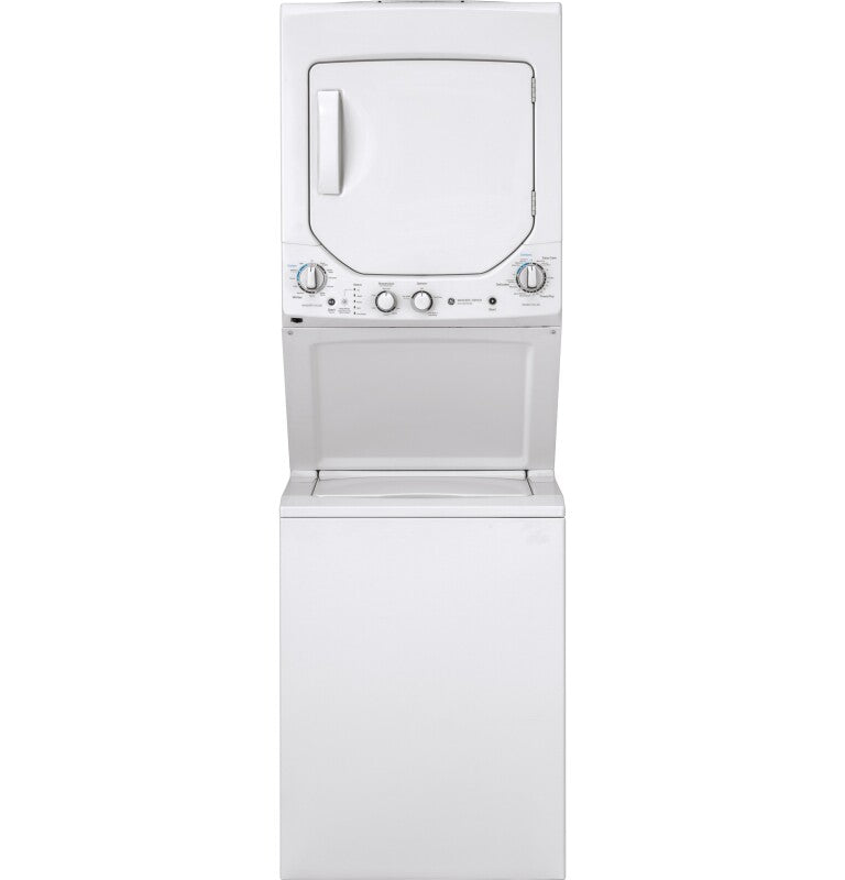GE Unitized Spacemaker 2.3 cu. ft. Capacity Washer with Stainless Steel Basket and 4.4 cu. ft. Capacity Electric Dryer (GUD24ESSMWW) Specialty Laundry