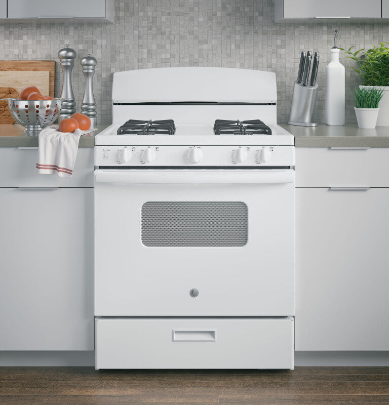 GE 30" Free-Standing Front Control Gas Range (JGBS10DEMWW)