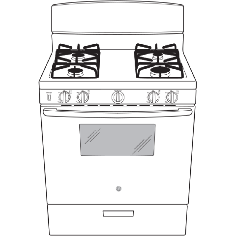 GE 30" Free-Standing Front Control Gas Range (JGBS10DEMWW)