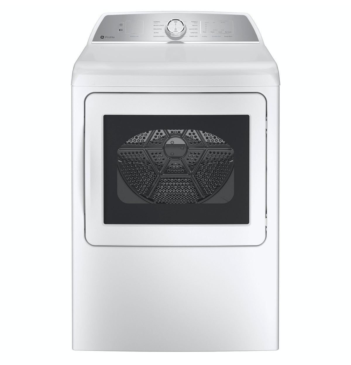 GE Profile 7.4 cu. ft. Capacity aluminized alloy drum Electric Dryer with Sanitize Cycle and Sensor Dry (PTD60EBSRWS)