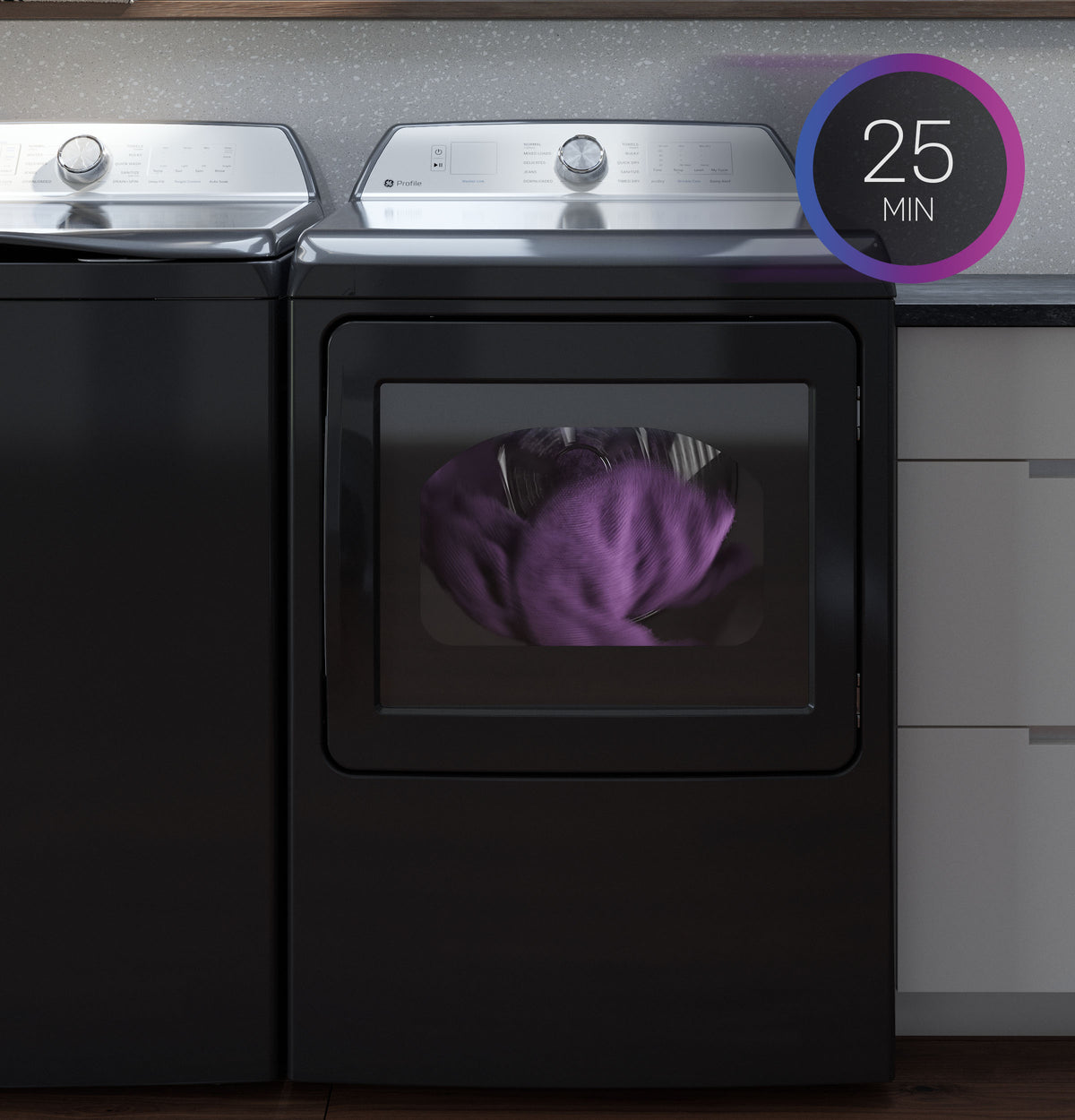 GE Profile 7.4 cu. ft. Capacity aluminized alloy drum Electric Dryer with Sanitize Cycle and Sensor Dry (PTD60EBSRWS)