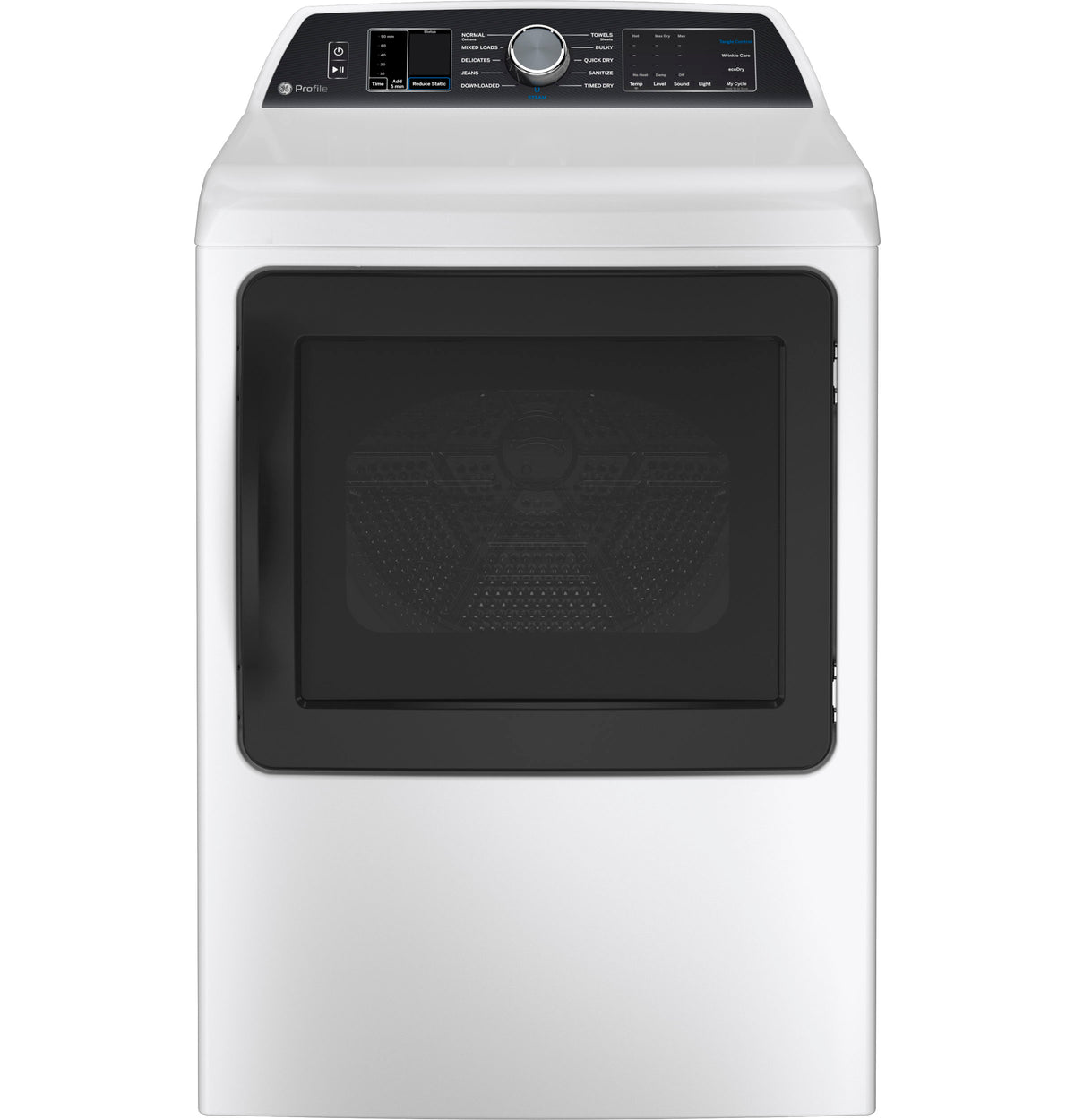 GE Profile 7.4 cu. ft. Capacity Smart aluminized alloy drum Electric Dryer with Sanitize Cycle and Sensor Dry (PTD70EBSTWS)