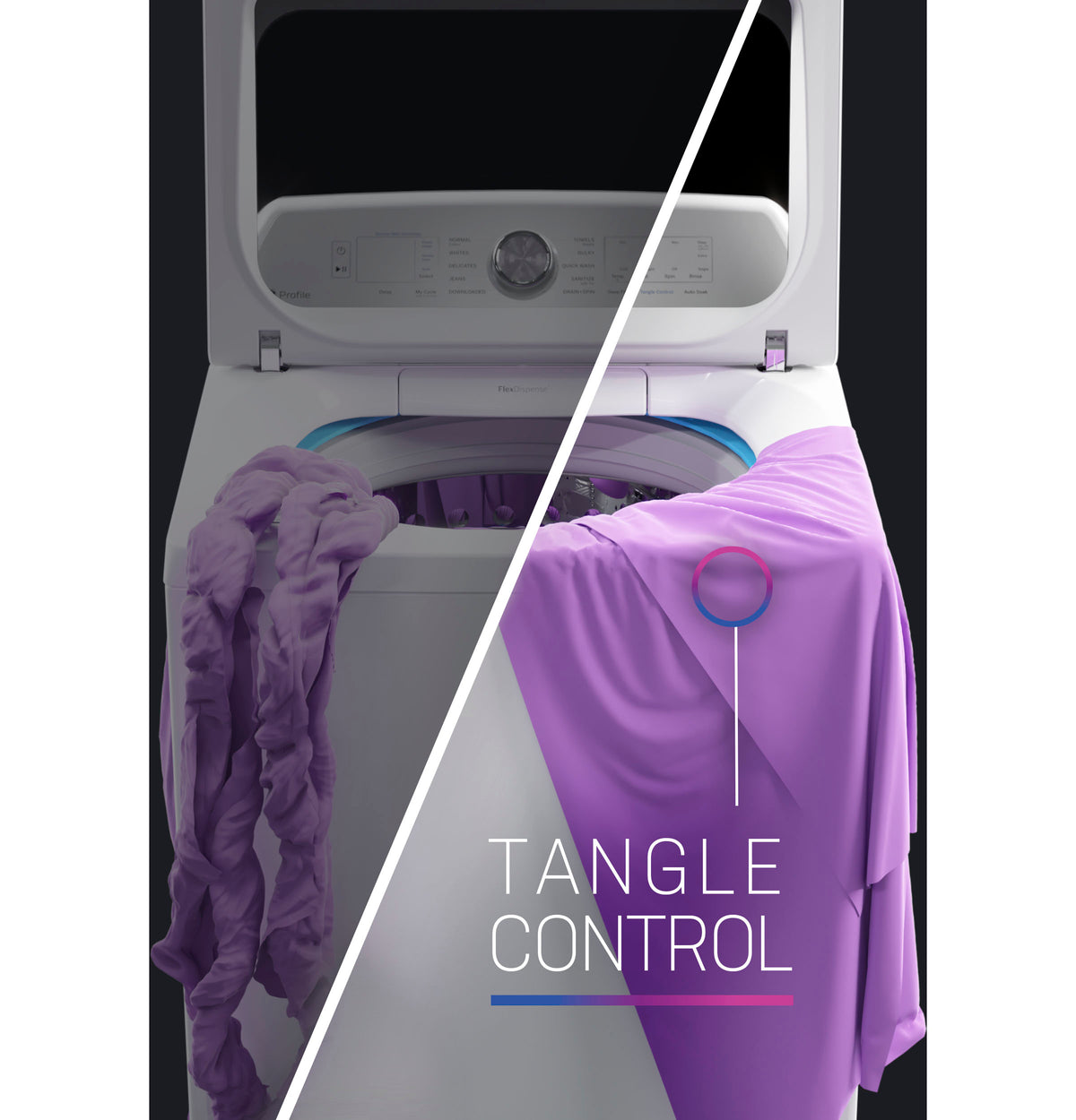 GE Profile 4.9 cu. ft. Capacity Washer with Smarter Wash Technology and FlexDispense (PTW605BPRDG)