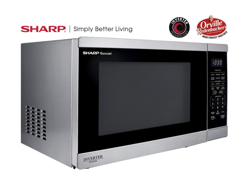 Sharp 1.4 Cu. Ft. 1100w Stainless Steel Countertop Microwave Oven With Inverter Technology (SMC1464KS)