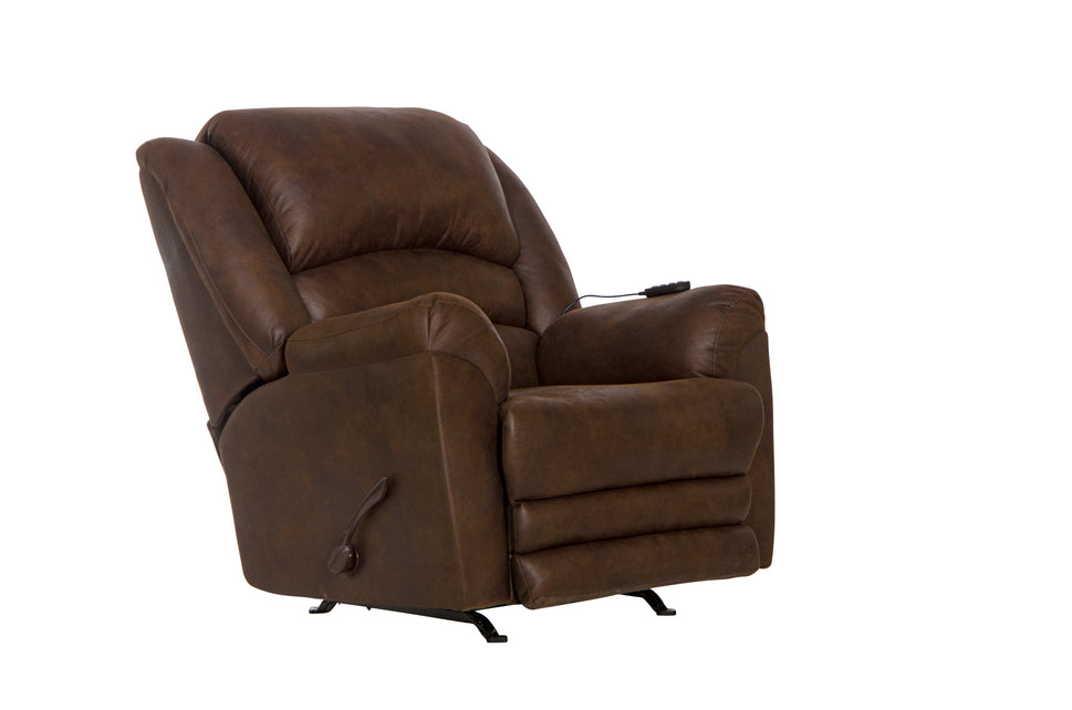Hayden Walnut Chaise Rocker Recl w/Heat/Massage & Oversize Xtra Comfort Footrest