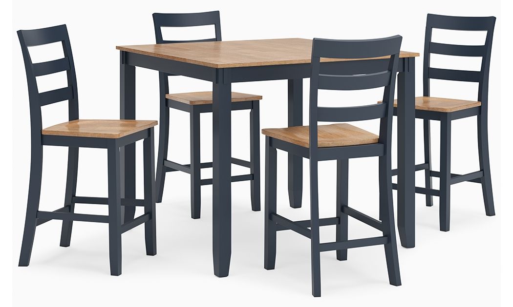 Gesthaven Natural/Blue Counter Height Dining Table and 4 Barstools (Set of 5)