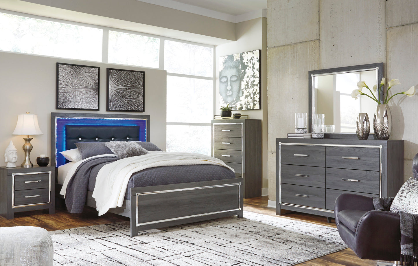Lodanna bedroom furniture set LEDs on