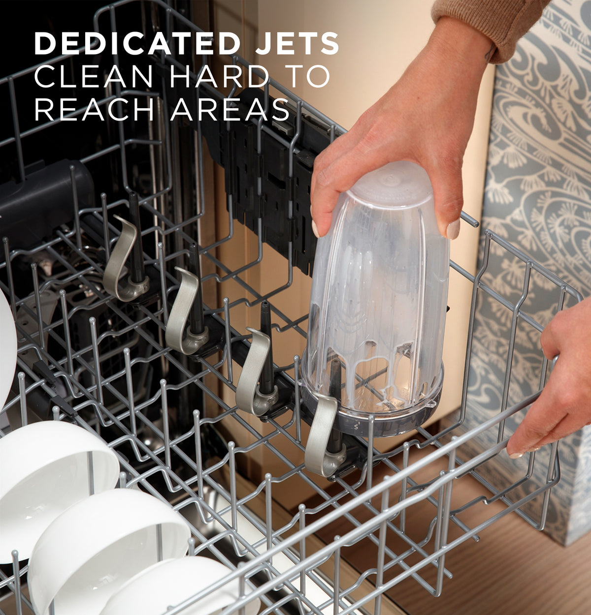 GE Fingerprint Resistant Top Control with Stainless Steel Interior Dishwasher with Sanitize Cycle (GDT650SYVFS)
