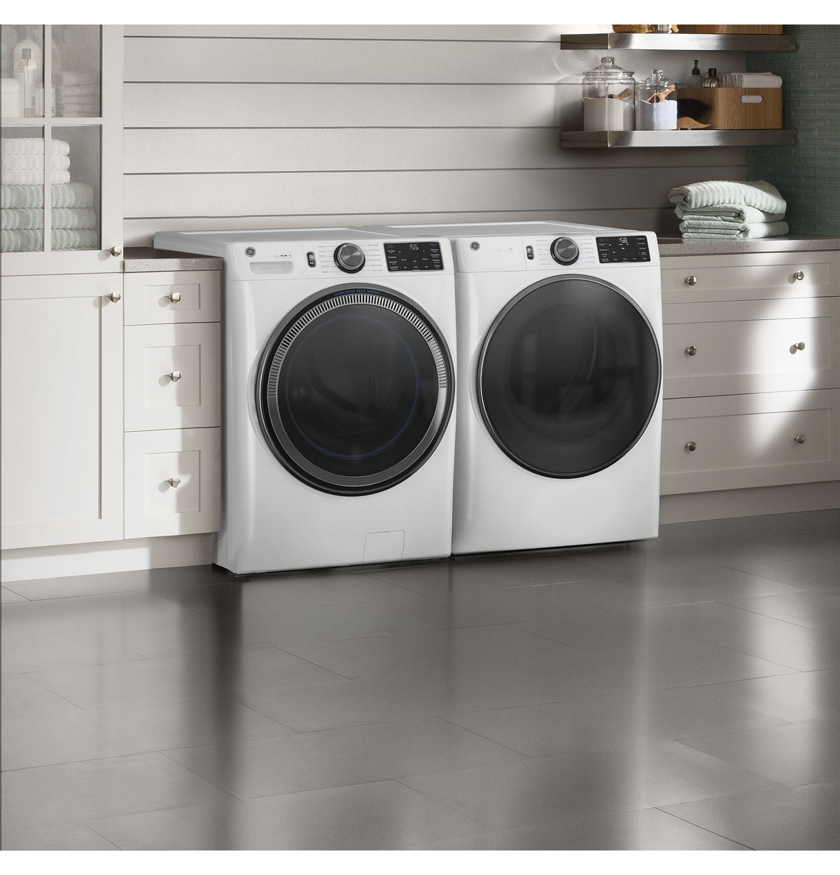 GE 7.8 cu. ft. Capacity Smart Front Load Electric Dryer with Steam and Sanitize Cycle (GFD65ESSVWW)