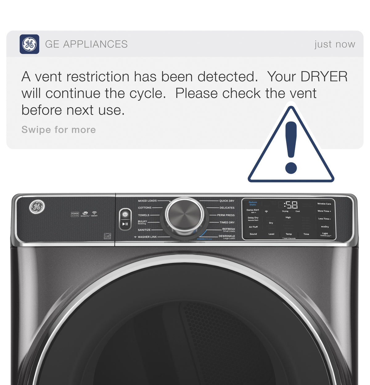 GE 7.8 cu. ft. Capacity Smart Front Load Electric Dryer with Steam and Sanitize Cycle (GFD65ESSVWW)