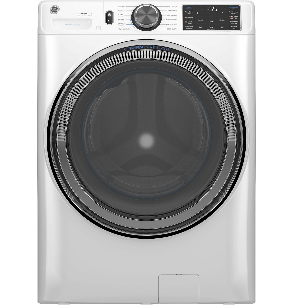 GE 5.0 cu. ft. Capacity Smart Front Load Steam Washer with SmartDispense UltraFresh Vent System with OdorBlock and Steam (GFW655SSVWW)