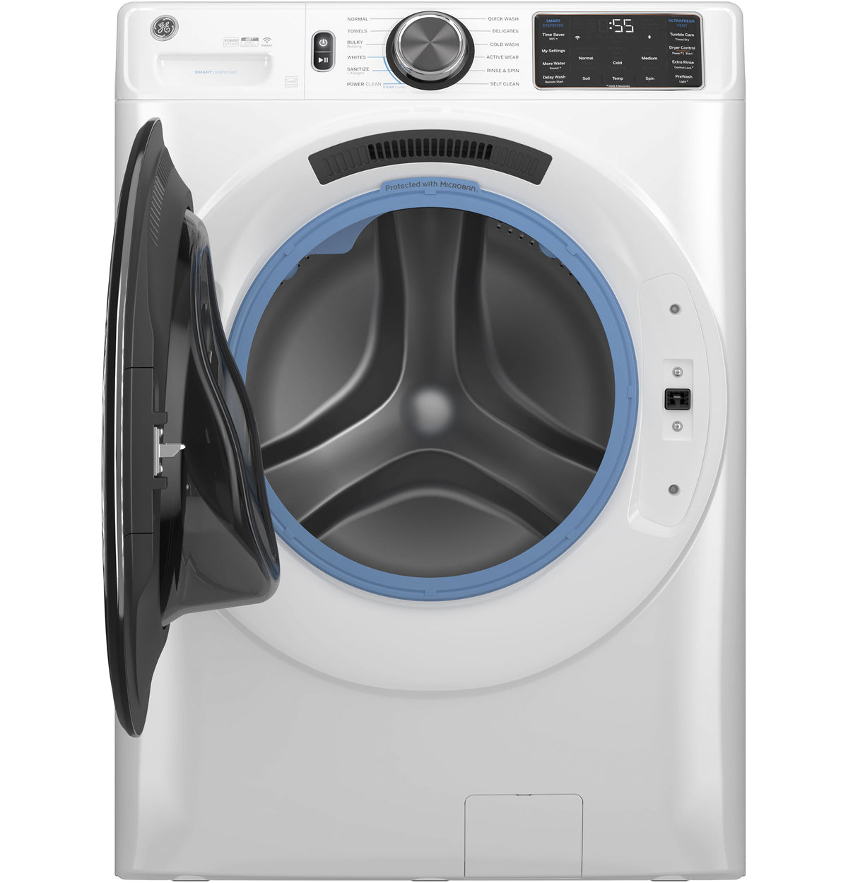 GE 5.0 cu. ft. Capacity Smart Front Load Steam Washer with SmartDispense UltraFresh Vent System with OdorBlock and Steam (GFW655SSVWW)