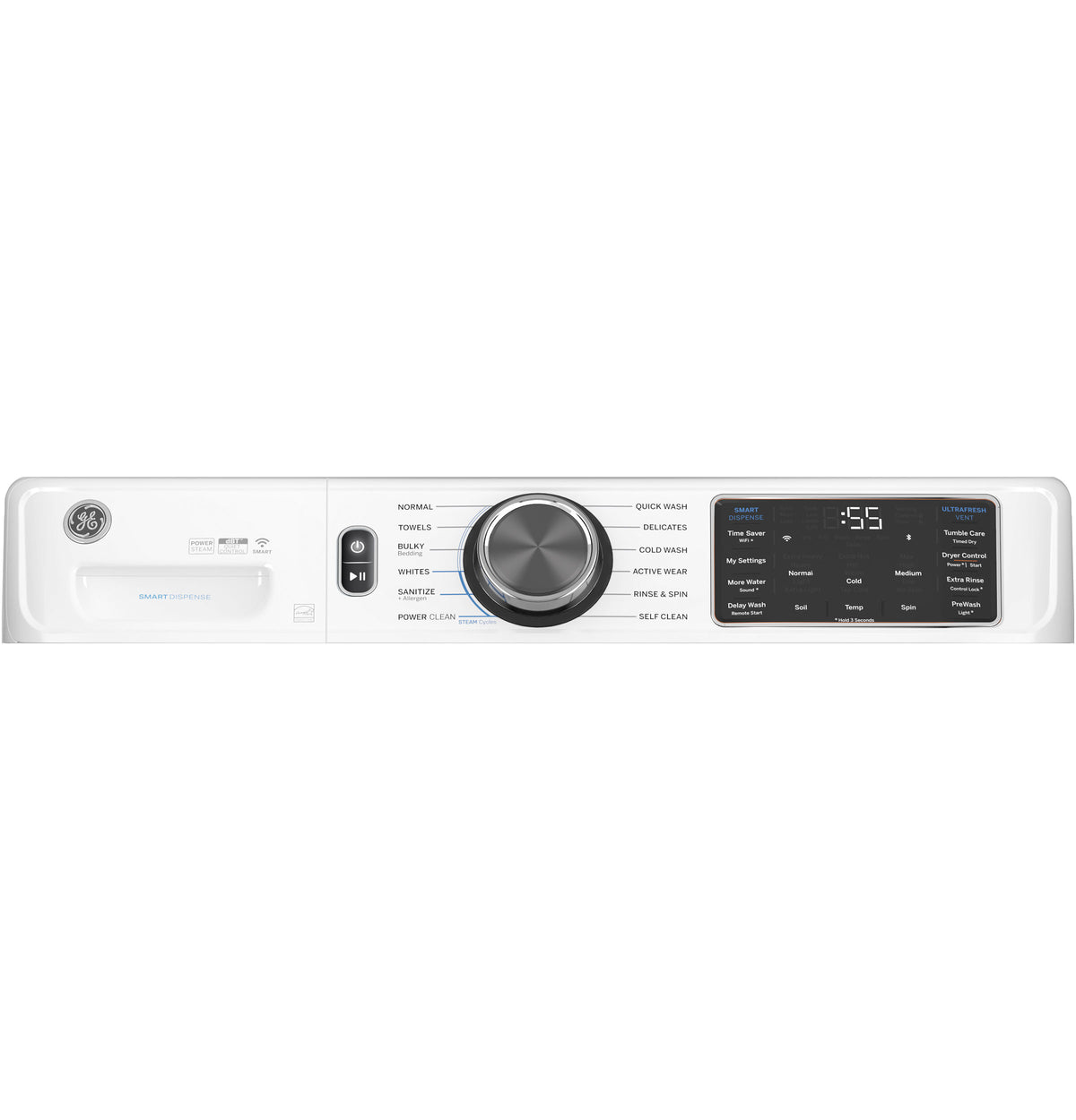 GE 5.0 cu. ft. Capacity Smart Front Load Steam Washer with SmartDispense UltraFresh Vent System with OdorBlock and Steam (GFW655SSVWW)