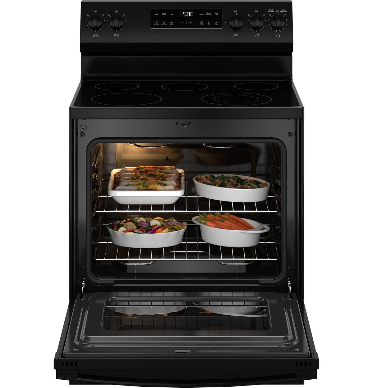 GE 30" Free-Standing Electric Range with Crisp Mode (GRF500PVBB)