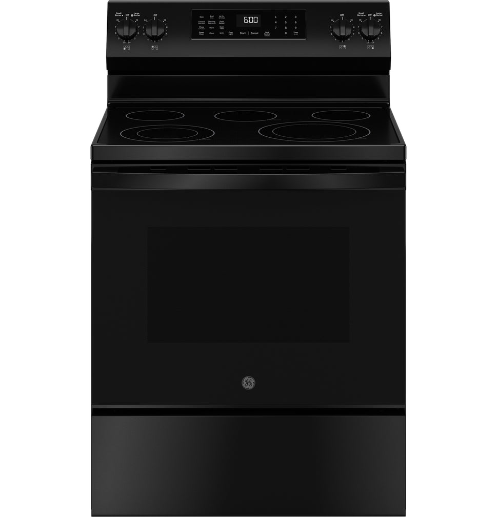 GE 30" Free-Standing Electric Convection Range with No Preheat Air Fry and EasyWash Oven Tray (GRF600AVBB)