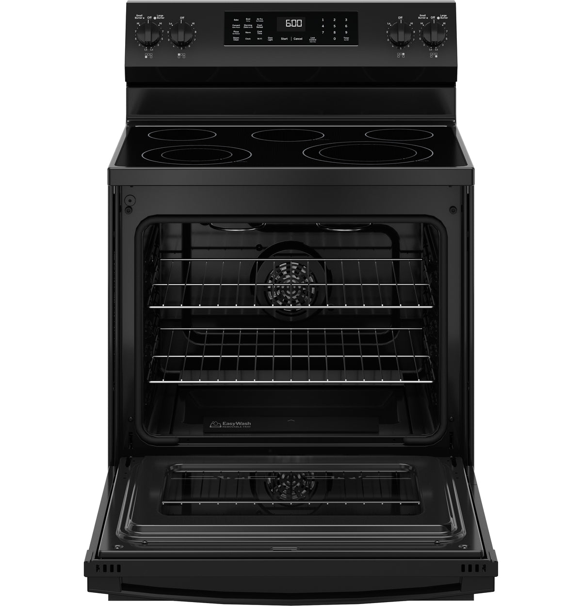 GE 30" Free-Standing Electric Convection Range with No Preheat Air Fry and EasyWash Oven Tray (GRF600AVBB)