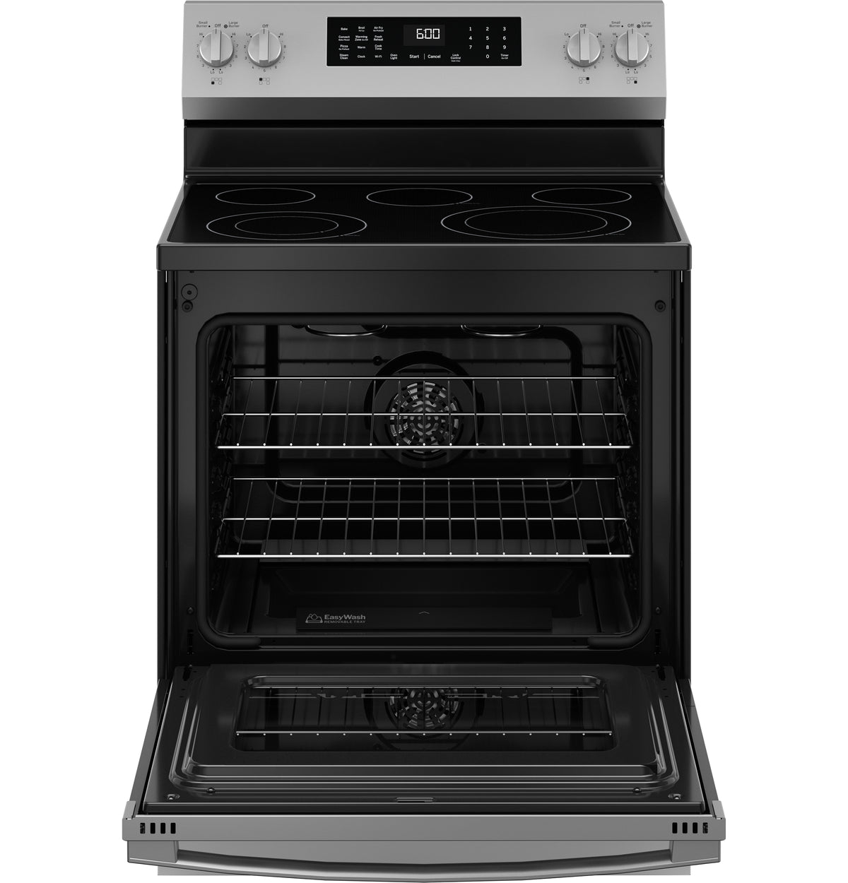 GE 30" Free-Standing Electric Convection Range with No Preheat Air Fry and EasyWash Oven Tray (GRF600AVSS)