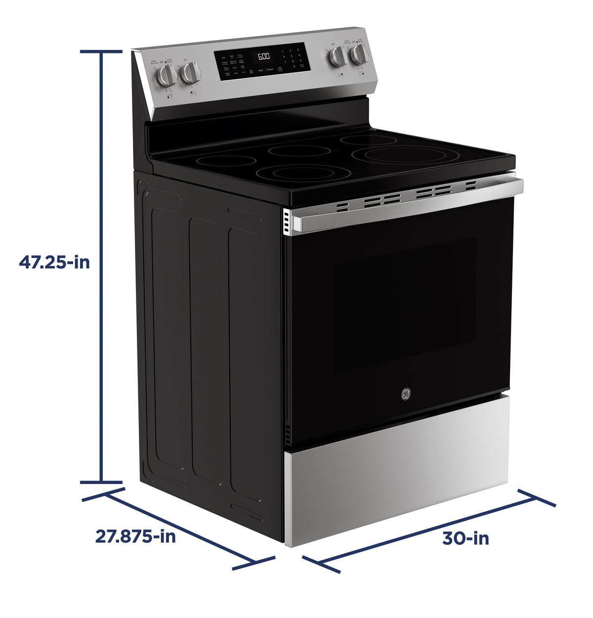 GE 30" Free-Standing Electric Convection Range with No Preheat Air Fry and EasyWash Oven Tray (GRF600AVSS)