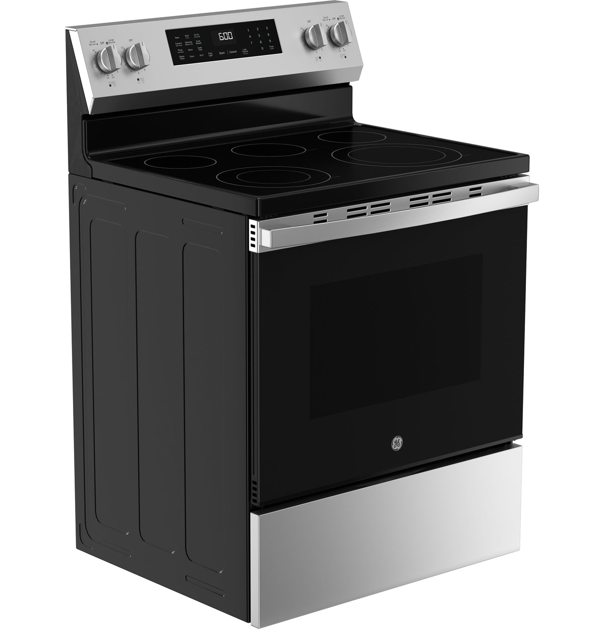 GE 30" Free-Standing Electric Convection Range with No Preheat Air Fry and EasyWash Oven Tray (GRF600AVSS)