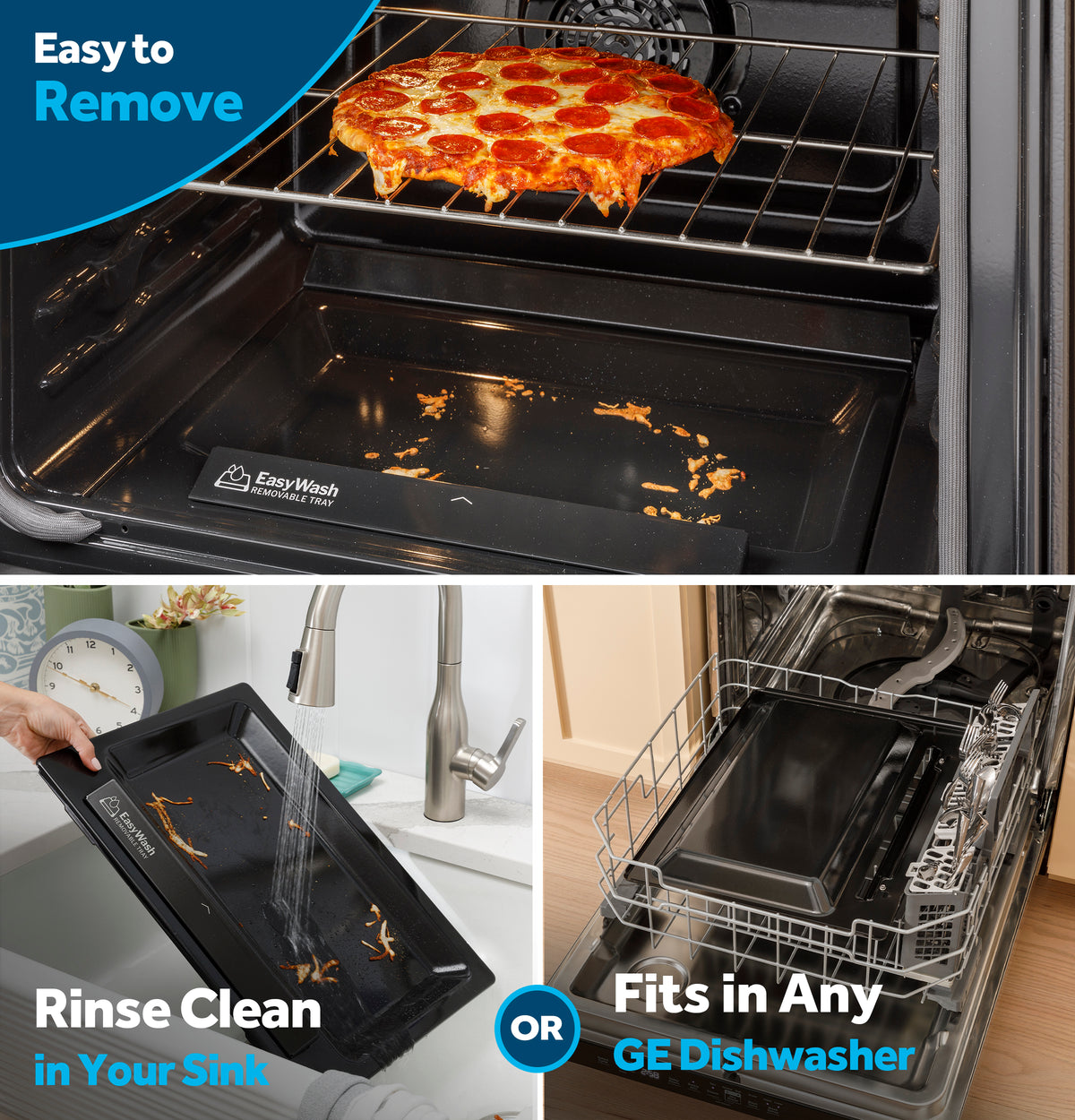 GE 30" Free-Standing Electric Convection Range with No Preheat Air Fry and EasyWash Oven Tray (GRF600AVWW)