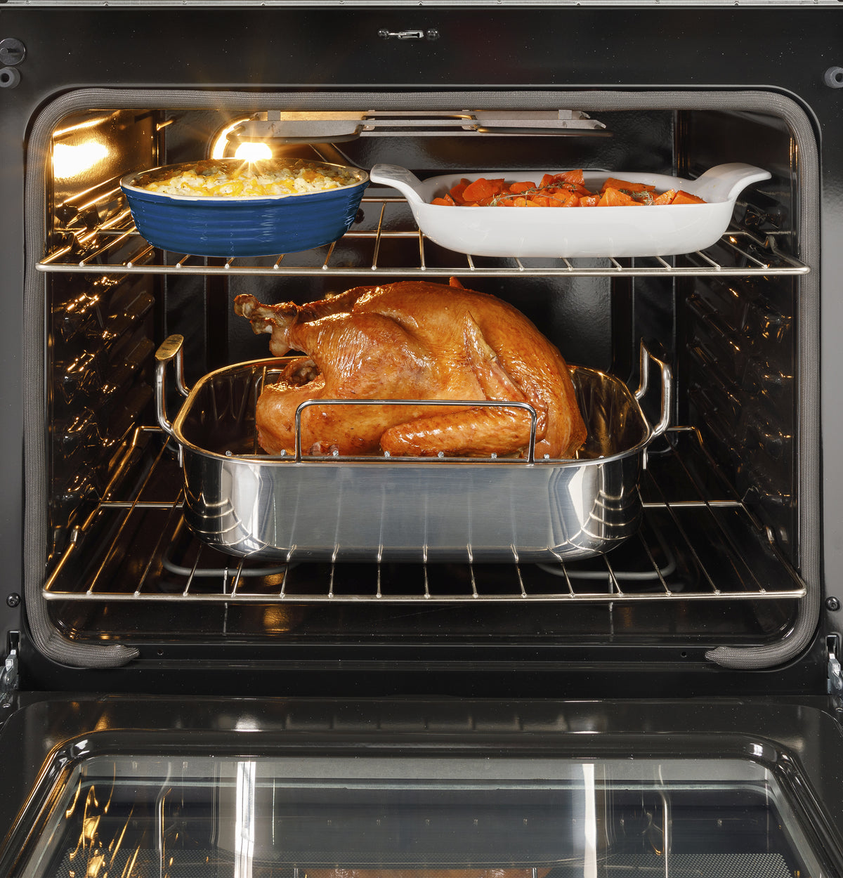 GE 30" Free-Standing Electric Convection Range with No Preheat Air Fry and EasyWash Oven Tray (GRF600AVWW)