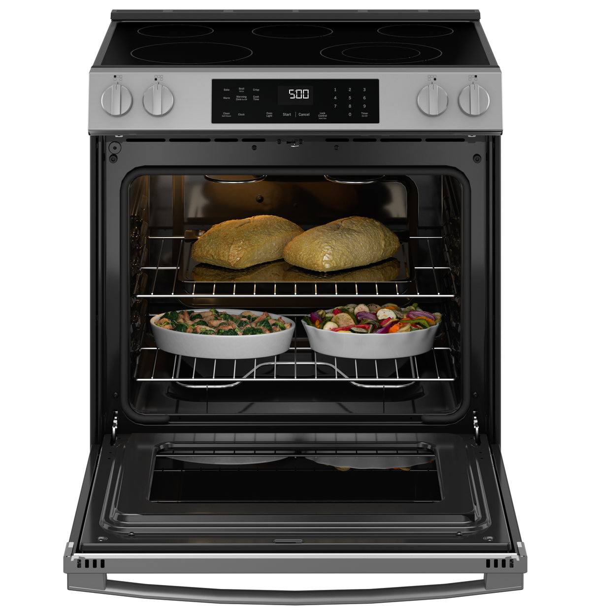 GE 30" Slide-In Electric Range with Crisp Mode (GRS500PVSS)