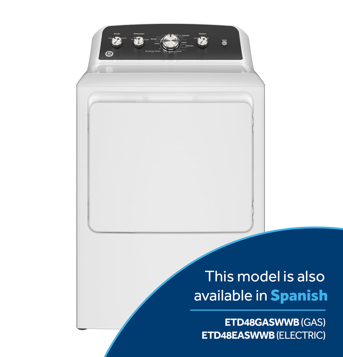 GE 7.2 cu. ft. Capacity Electric Dryer with Up To 120 ft. Venting and Extended Tumble (GTD48EASWWB)