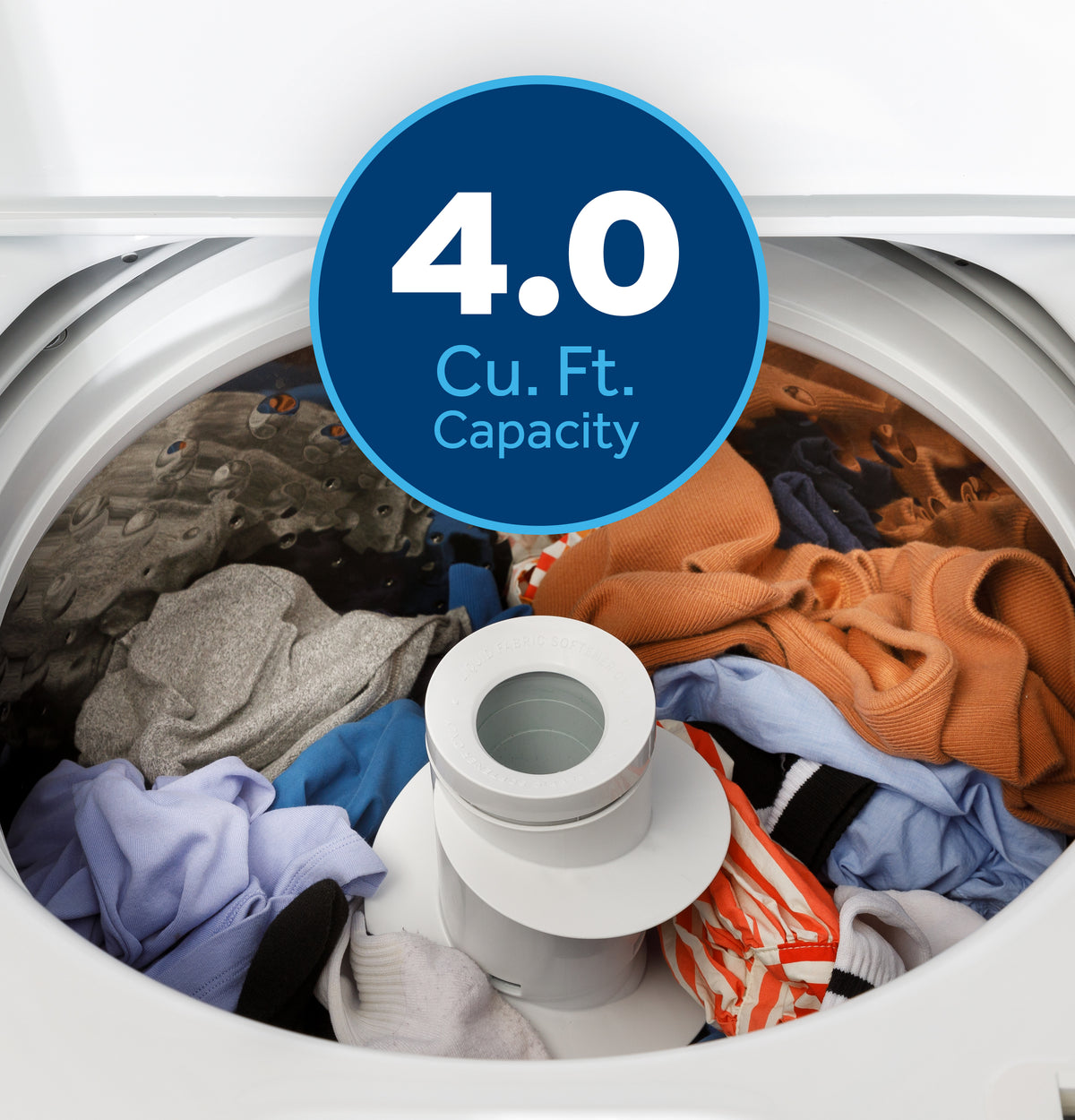 GE 4.0 cu. ft. Capacity Washer with Stainless Steel Basket and Water Level Control (GTW325ASWWW)