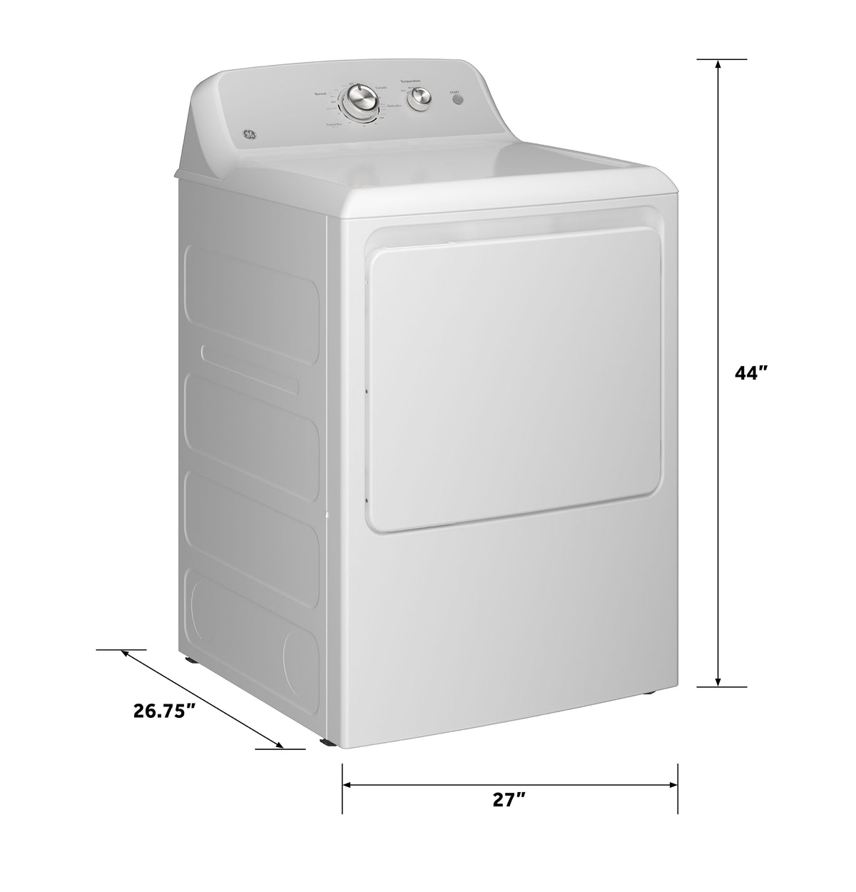 GE 6.2 cu. ft. Capacity Electric Dryer with Up To 120 ft. Venting and Shallow Depth (GTX38EASWWS)
