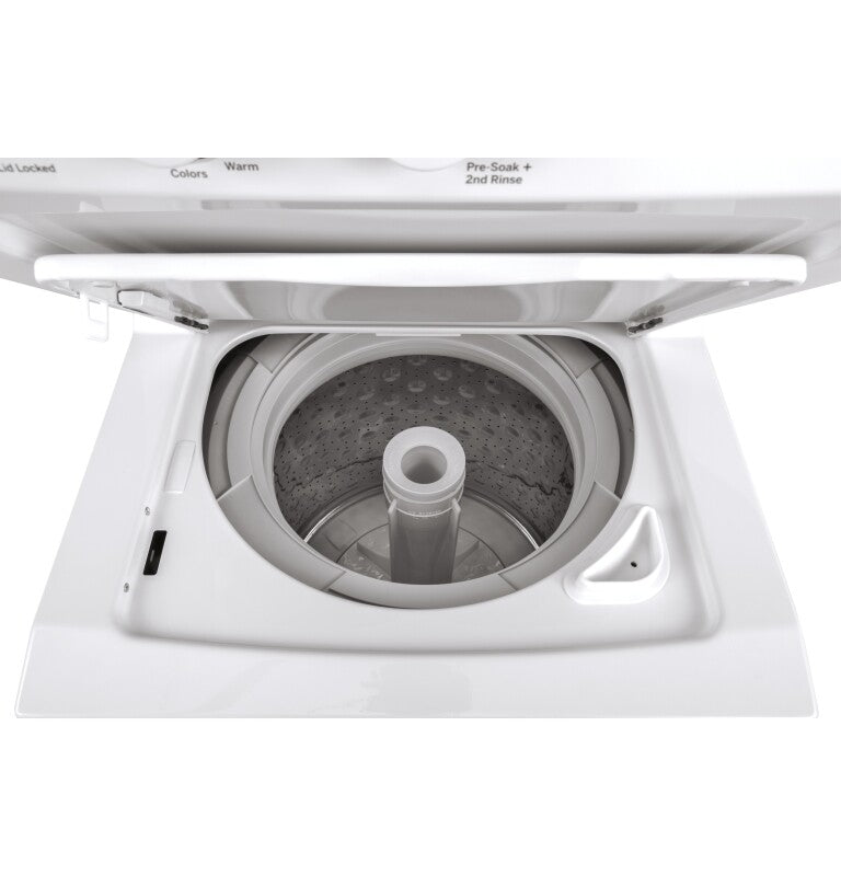 GE Unitized Spacemaker 2.3 cu. ft. Capacity Washer with Stainless Steel Basket and 4.4 cu. ft. Capacity Electric Dryer (GUD24ESSMWW) Specialty Laundry