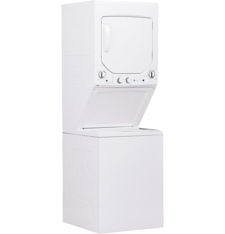 GE Unitized Spacemaker 2.3 cu. ft. Capacity Washer with Stainless Steel Basket and 4.4 cu. ft. Capacity Electric Dryer (GUD24ESSMWW) Specialty Laundry