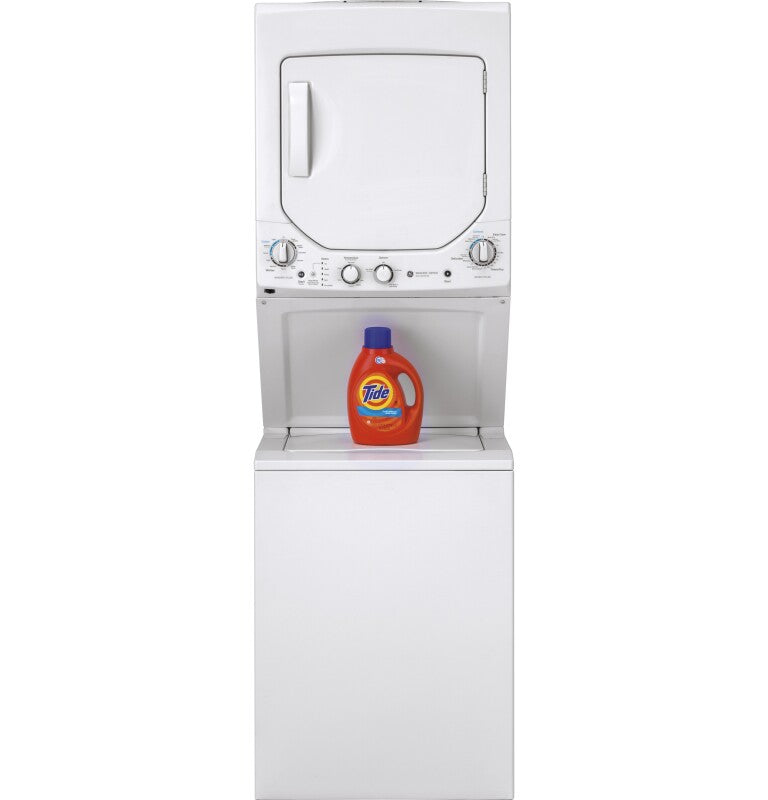 GE Unitized Spacemaker 2.3 cu. ft. Capacity Washer with Stainless Steel Basket and 4.4 cu. ft. Capacity Electric Dryer (GUD24ESSMWW) Specialty Laundry