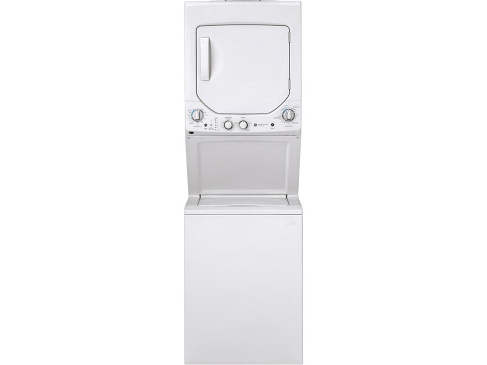 GE Unitized Spacemaker 2.3 cu. ft. Capacity Washer with Stainless Steel Basket and 4.4 cu. ft. Capacity Electric Dryer (GUD24ESSMWW) Specialty Laundry