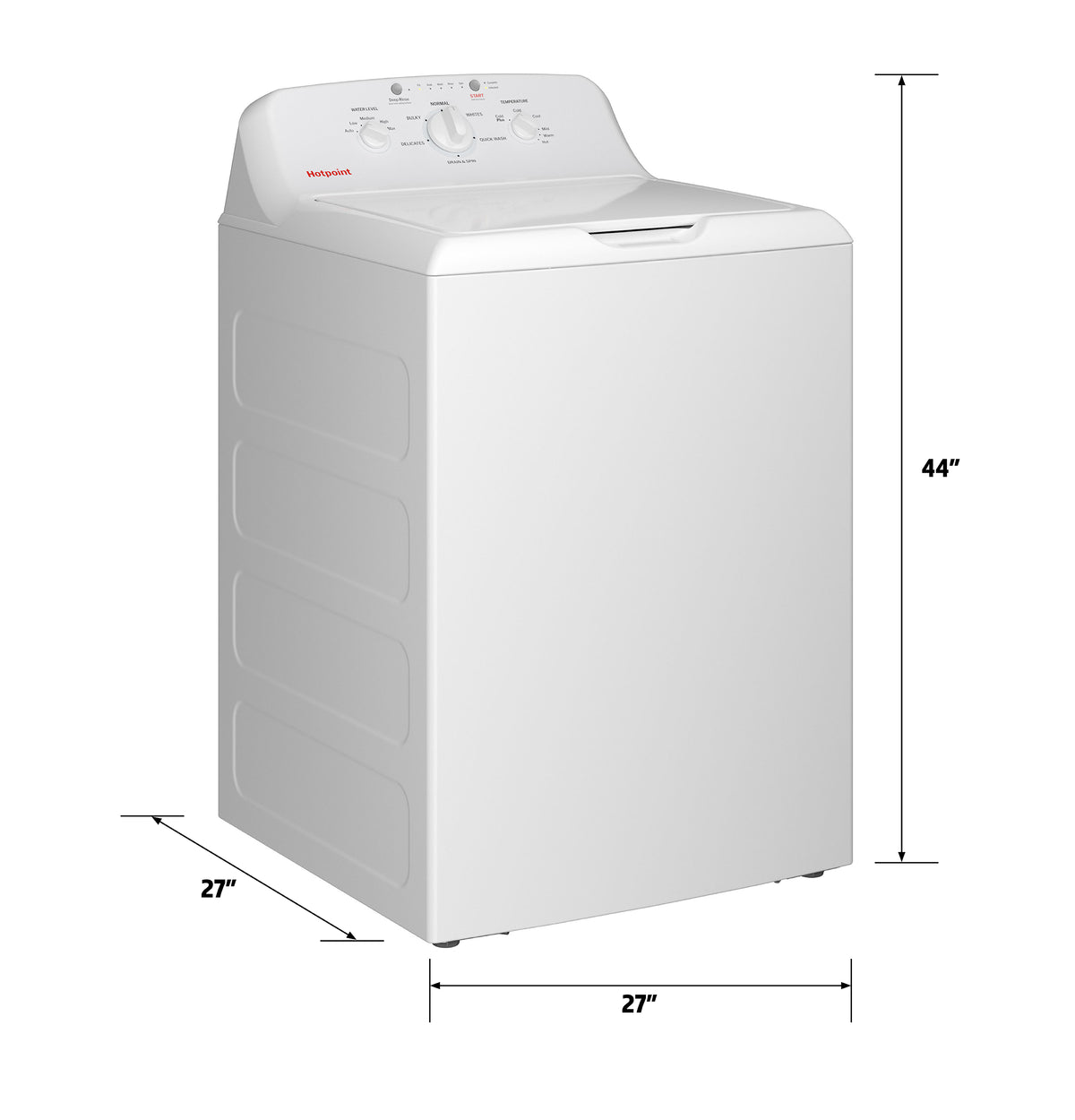 Hotpoint 4.0 Cu. Ft. Capacity Washer With Stainless Steel Basket,cold Plus And Water Level Control (HTW265ASWWW)