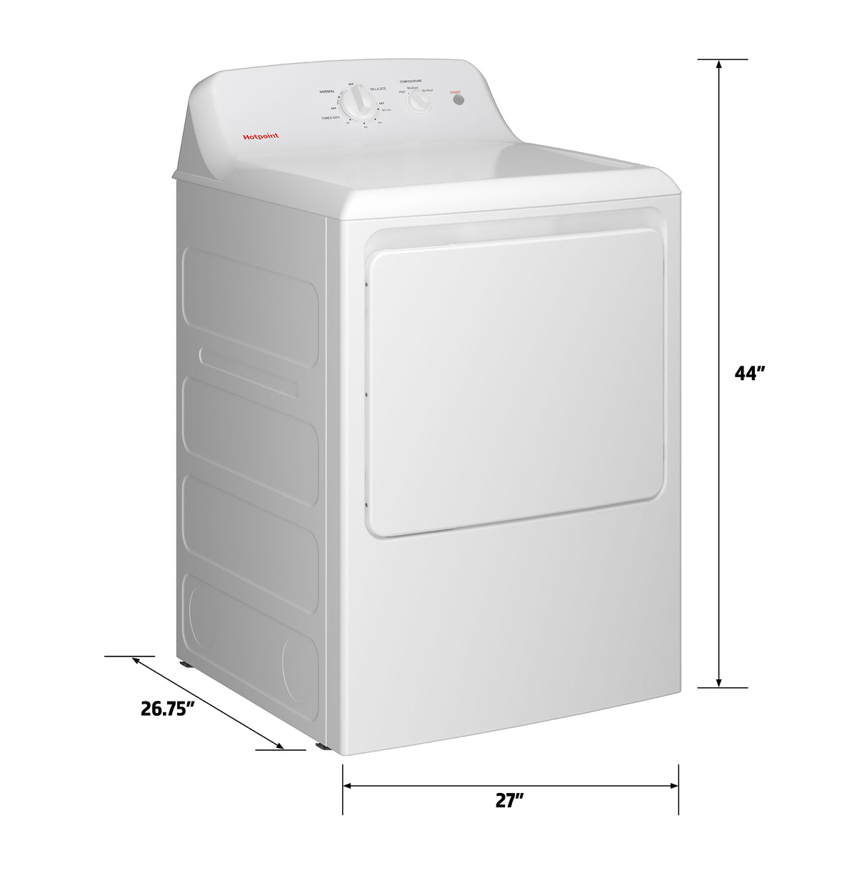 Hotpoint 6.2 Cu. Ft. Capacity Electric Dryer With Up To 120 Ft. Venting And Shallow Depth (HTX26EASWWW)