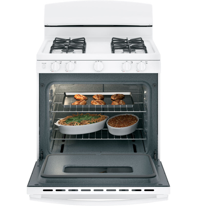GE 30" Free-Standing Front Control Gas Range (JGBS10DEMWW)