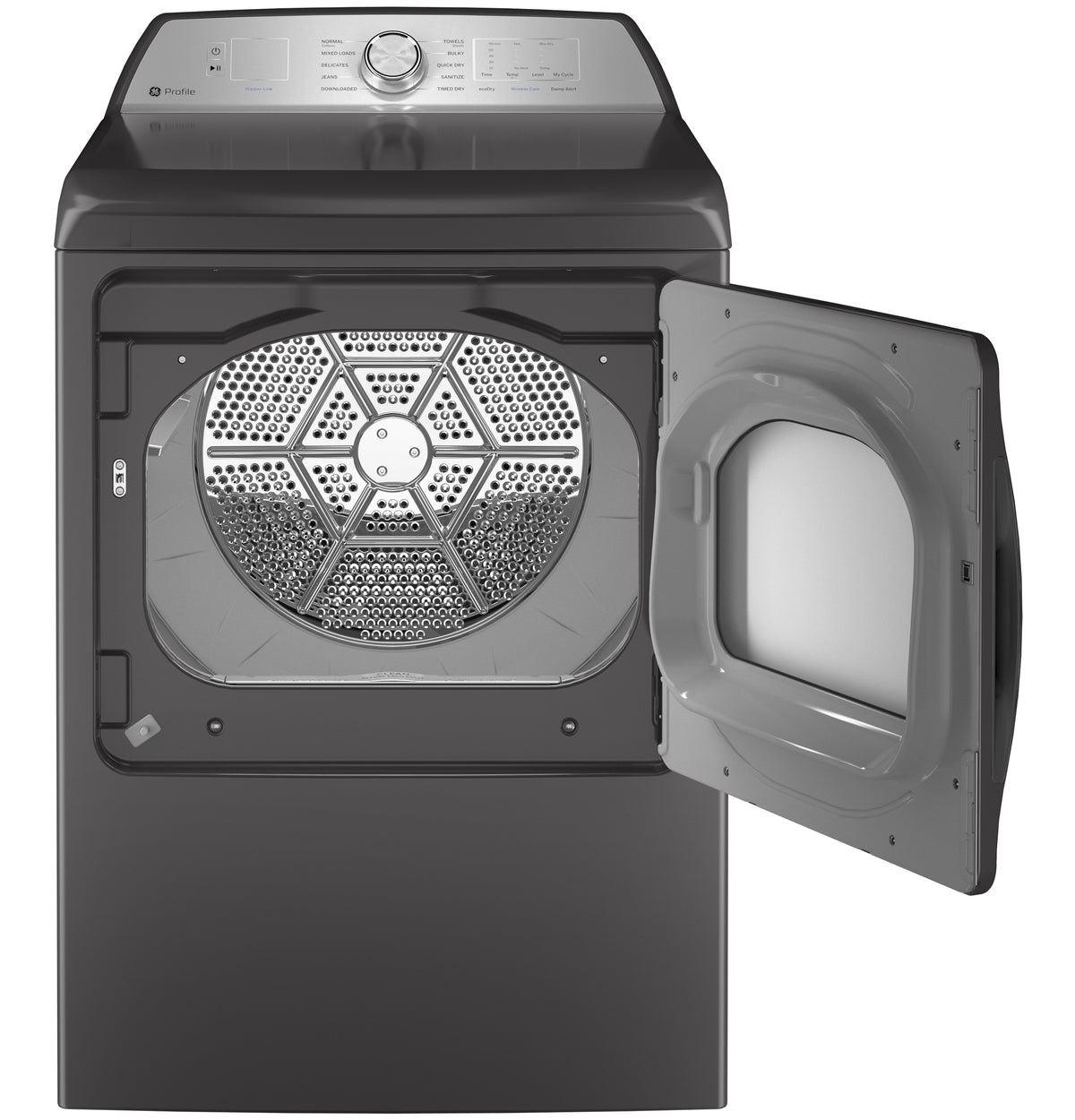 GE Profile 7.4 cu. ft. Capacity aluminized alloy drum Electric Dryer with Sanitize Cycle and Sensor Dry (PTD60EBPRDG)