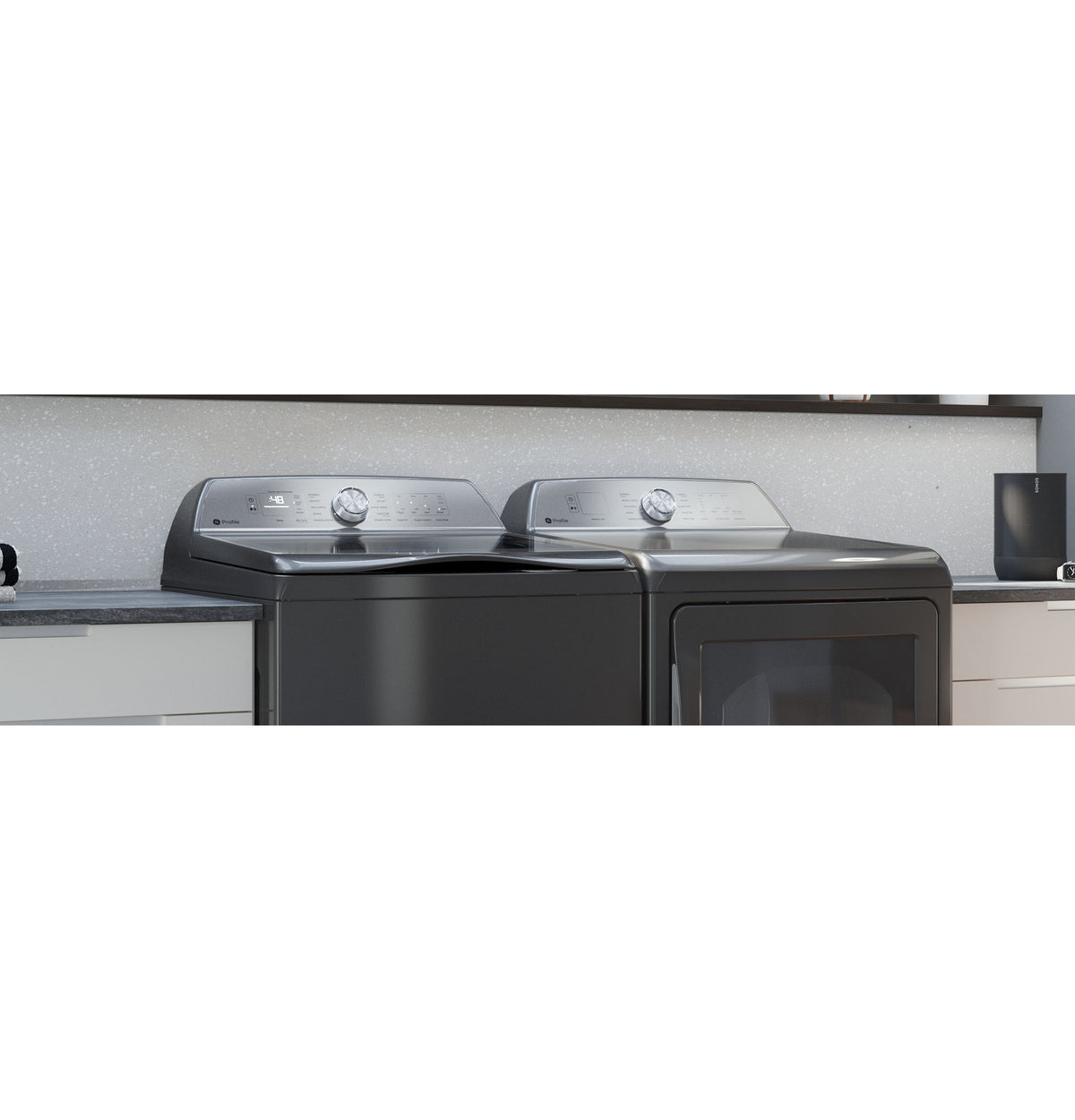 GE Profile 7.4 cu. ft. Capacity aluminized alloy drum Electric Dryer with Sanitize Cycle and Sensor Dry (PTD60EBPRDG)