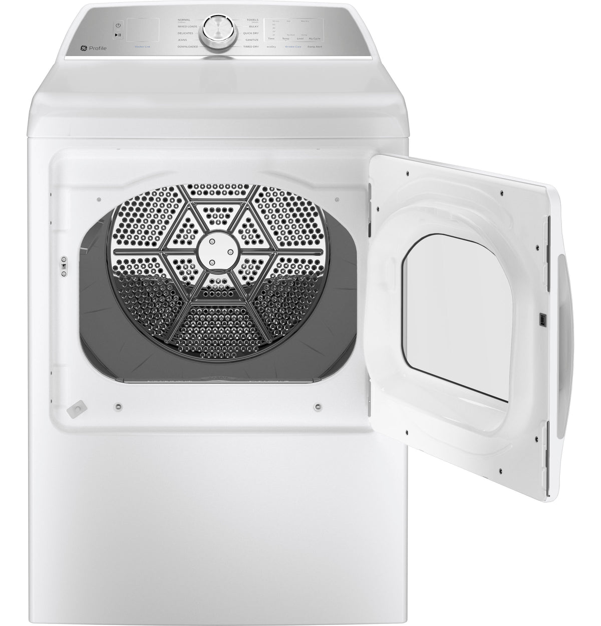 GE Profile 7.4 cu. ft. Capacity aluminized alloy drum Electric Dryer with Sanitize Cycle and Sensor Dry (PTD60EBSRWS)