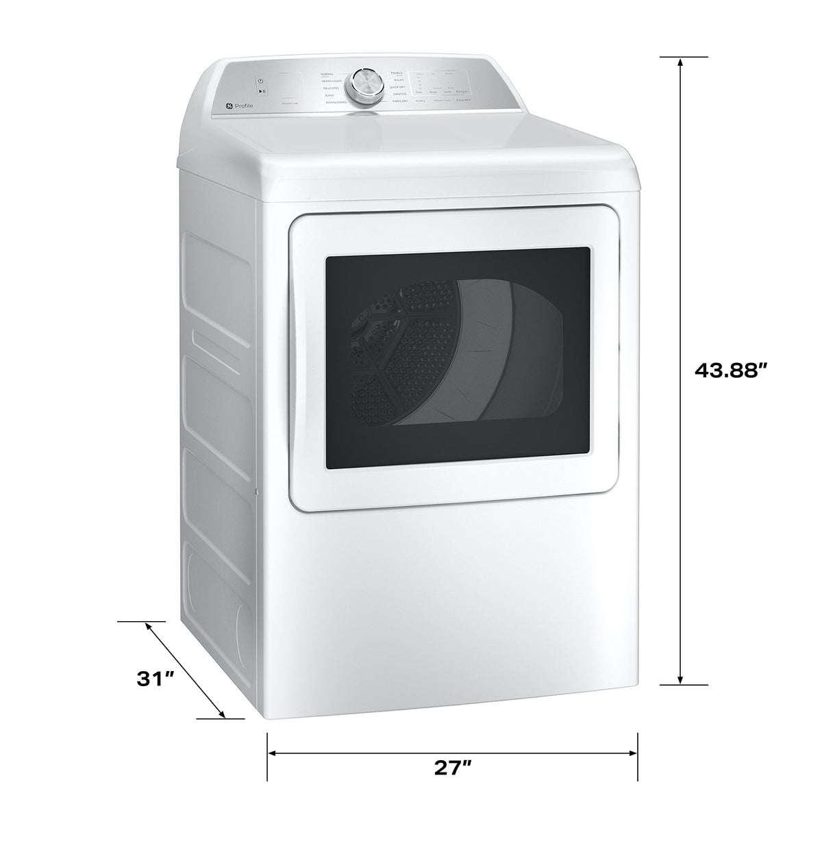 GE Profile 7.4 cu. ft. Capacity aluminized alloy drum Electric Dryer with Sanitize Cycle and Sensor Dry (PTD60EBSRWS)