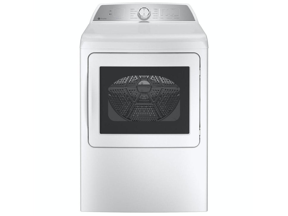 GE Profile 7.4 cu. ft. Capacity aluminized alloy drum Electric Dryer with Sanitize Cycle and Sensor Dry (PTD60EBSRWS)