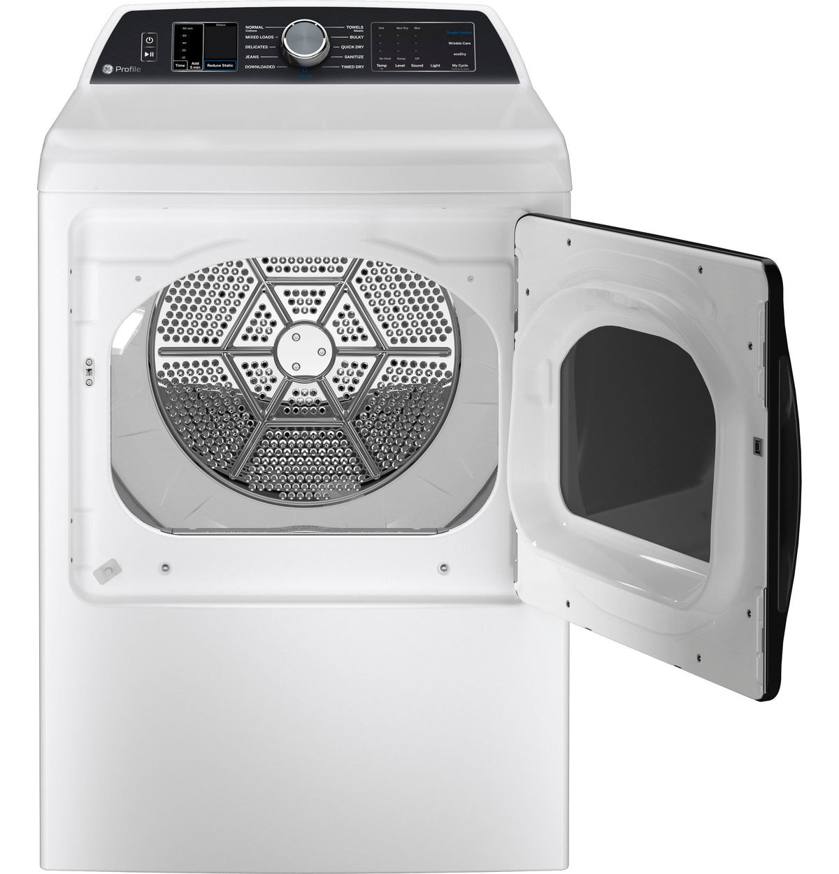GE Profile 7.4 cu. ft. Capacity Smart aluminized alloy drum Electric Dryer with Sanitize Cycle and Sensor Dry (PTD70EBSTWS)